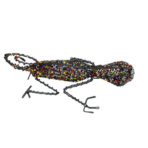 African Wire Beaded Wire Chameleon Business Card Pen Pencil Holder South Africa - Picture 5 of 10